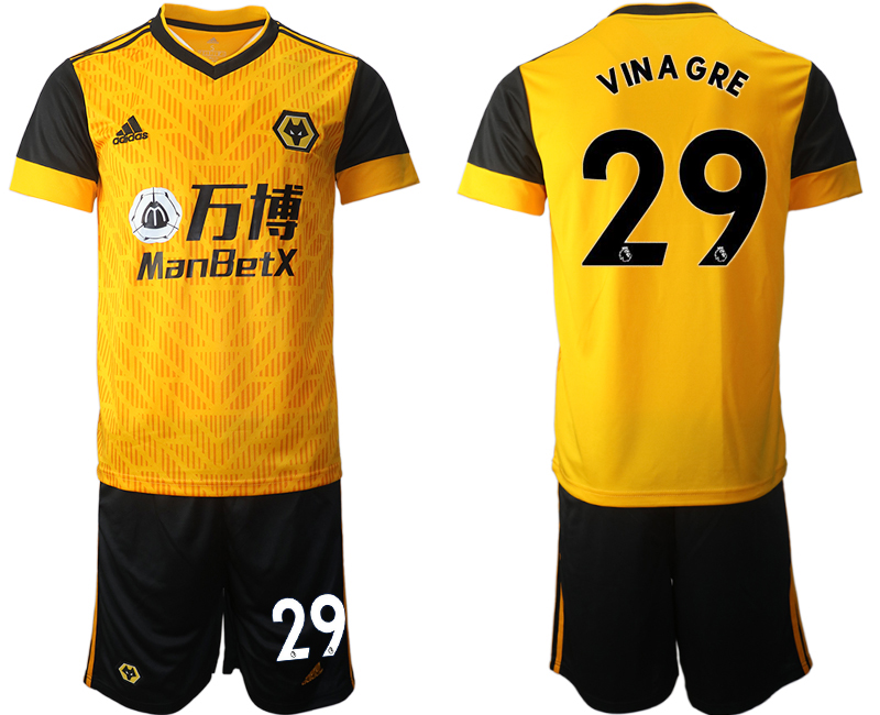 Men 2020-2021 club Wolverhampton Rangers home #29 yellow Soccer Jerseys